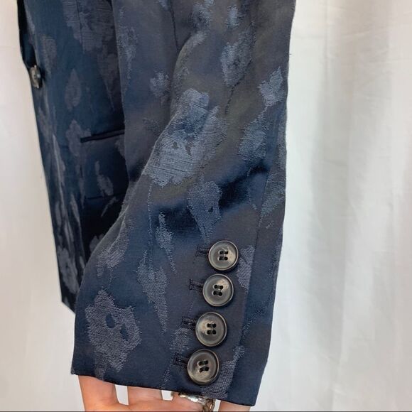REISS Peony jacket jacquard double breasted blazer in navy Sz 6 NWOT - Picture 10 of 17